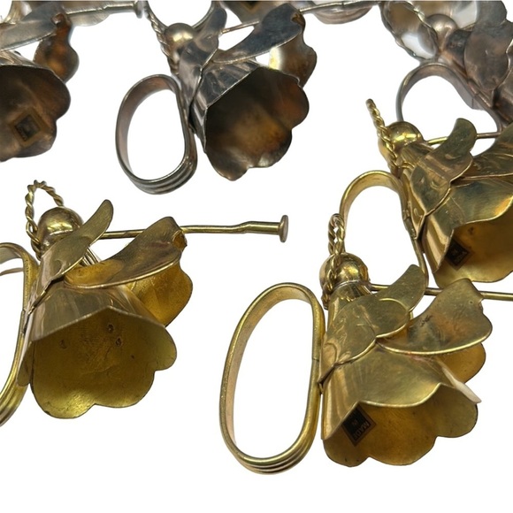 Vtg Set of 13 8 Silver Plated 5 Brass Angels Horns Napkin Rings Christmas 2” - Picture 8 of 9